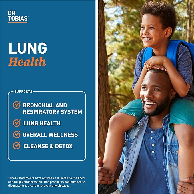 Dr. Tobias Lung Health, Lung Support Supplement with Vitamin C, Butterbur, Quercetin & Bromelain, Lung Cleanse & Detox Formula for Bronchial & Respiratory System, Non-GMO, 120 Capsules