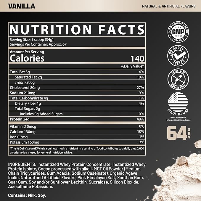 Nutrex Research Whey Protein Powder, Vanilla Muscle Infusion Whey Isolate w/EAA & Hi BCAA for Muscle Gain - 5 Pounds - Muscle Builder for Men & Women, Sports Nutrition, Delicious Taste & Texture