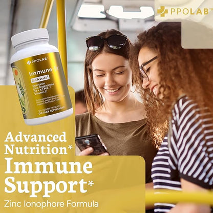 Immune-fx™ Advanced Daily Chelated Zinc Ionophore Immune Support Supplement with Quercetin 500mg Bioflavonoid, Antioxidant Vitamin C, D3, K2, DNA Heart Lung Aid, Clean Certified® 120 Vegan Capsules
