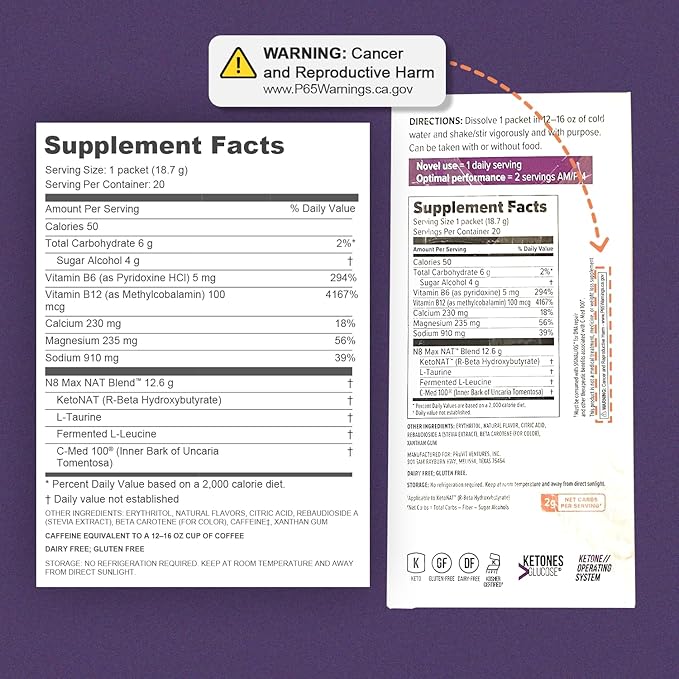 PRÜVIT Keto//OS NAT® Tru Passion Keto Supplements – Caffeine Free - Exogenous Ketones - BHB Salts Ketogenic Supplement for Workout Energy Boost for Men and Women (20 Count)