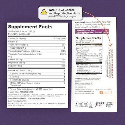 PRÜVIT Keto//OS NAT® Tru Passion Keto Supplements – Caffeine Free - Exogenous Ketones - BHB Salts Ketogenic Supplement for Workout Energy Boost for Men and Women (20 Count)