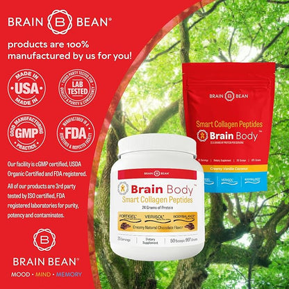 Brain Body Collagen Peptides Powder - Vital Proteins from Collagen Peptides Powder Supplement for Skin, Muscle, and Joints - Collagen Supplements for Women and Men - 25 Servings - 875 Grams