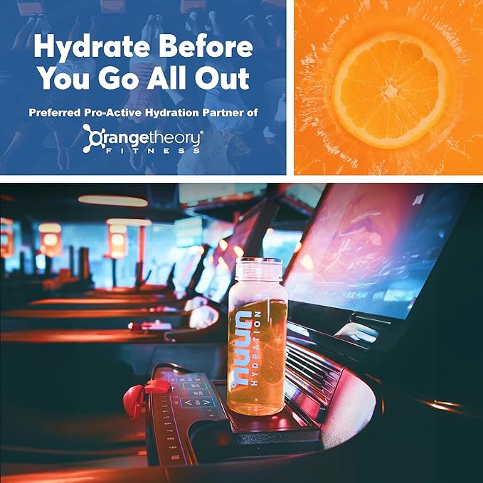 Nuun Sport Electrolyte Powder Packets - All Out Orange, 5 Essential Electrolytes for Hydration, Exclusive Orangetheory Fitness Flavor, 1g Sugar, Non GMO, Vegan, 16 Single Serving Sticks
