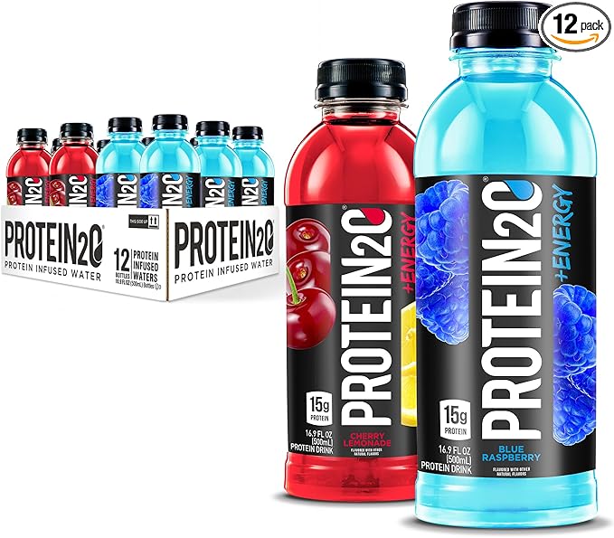 Protein2o 15g Whey Protein Infused Water Plus Energy, Variety Pack, 16.9 oz Bottle (12 Count)