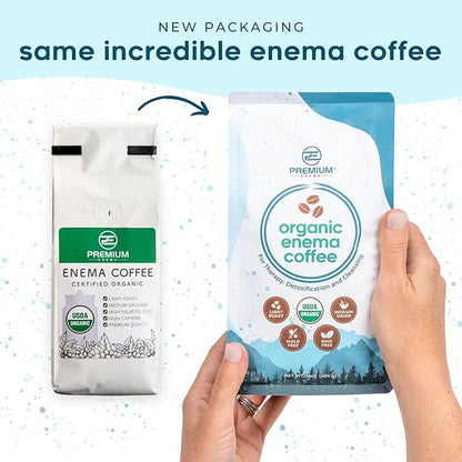 PE Premium Enema Organic Coffee for Enemas (1LB) Light Roast, Medium Ground. Ideal for Liver Cleansing, Colon Cleansing, Gerson Coffee Enemas (3 Pack)