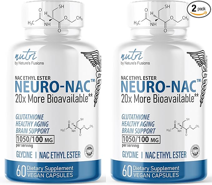 Neuro NAC Supplement N-Acetyl Cysteine Ethyl Ester (2 Pack)- 20x More Bioavailable Than NAC 600 mg - Boost Glutathione 10x More Than Liposomal Glutathione - N Acetyl Cysteine Ethyl Ester 120 Capsules
