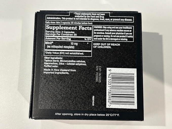 MitoQ Pure Mitochondria-targeted Antioxidant Supplement | Reducing Free Radical Damage & Oxidative Stress | Supports Cellular Longevity, Metabolic Health, Healthier Aging, and Energy (180 Capsules)