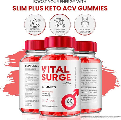 Vital Surge ACV Gummies, Vital Surge Advanced 1000MG Apple Cider Vinegar Gummys, VitalSurge - Maximum Strength, Keto + ACV and Vitamin B12, VitalSurge ACV Keto All Natural Formula Reviews (3 Pack)