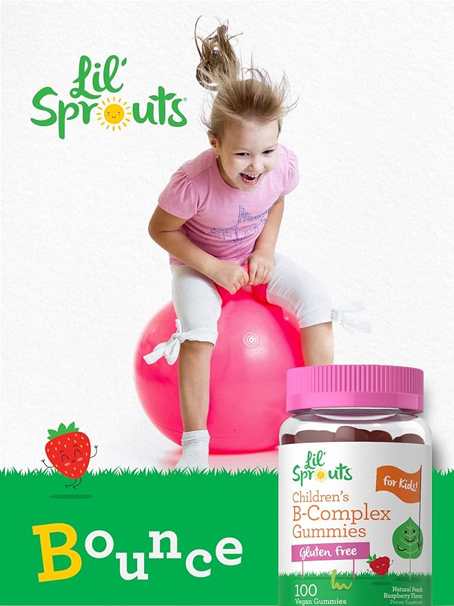 Carlyle Kids B Complex Gummies | 100 Count | Vegan | Peach Raspberry Flavor | Non-GMO, Gluten Free | by Lil' Sprouts