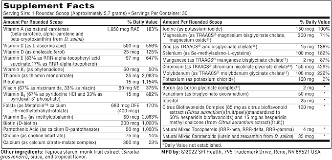 Klaire Labs VitaSpectrum Powder - Children's Multivitamin/Mineral with 23 Essential Nutrients, Tropical Flavor for Kids, No Copper, Iron, Gluten or Casein (171 G / 30 Servings)
