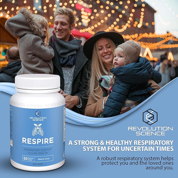 Respire Lung Support Supplement - Lung Cleanse & Lung Detox, Lung Health Formula with Quercetin, Bromelain & Butterbur for Clear Lungs, Breathing & Bronchial Support - 60 Capsules