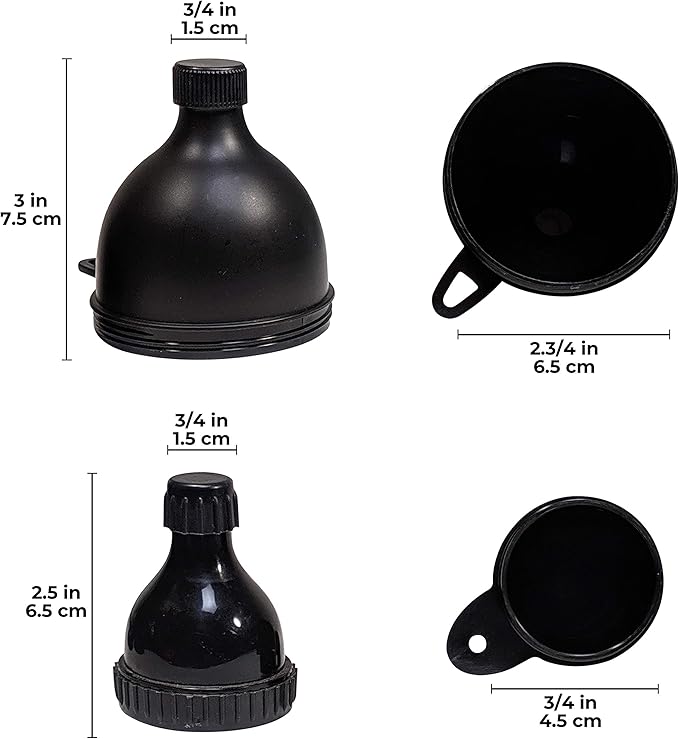 Small & Large 2-Pack Portable Protein Supplement Funnels, Great for Pre-Workout, BCAA's, and Protein Powder. Easy & Mess Free Container for Workout, Travel, to-Go, Fitness, WOD.