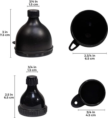 Small & Large 2-Pack Portable Protein Supplement Funnels, Great for Pre-Workout, BCAA's, and Protein Powder. Easy & Mess Free Container for Workout, Travel, to-Go, Fitness, WOD.
