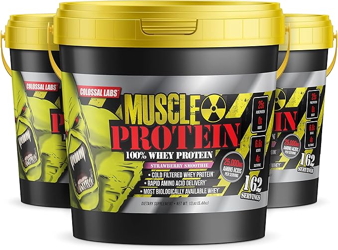 Whey Protein Powder [15 lbs/Pack of 1]–Strawberry Protein, Cold Filtered, 25g Pure Protein, 6.6g BCAAs/Serving(Packaging May Vary)