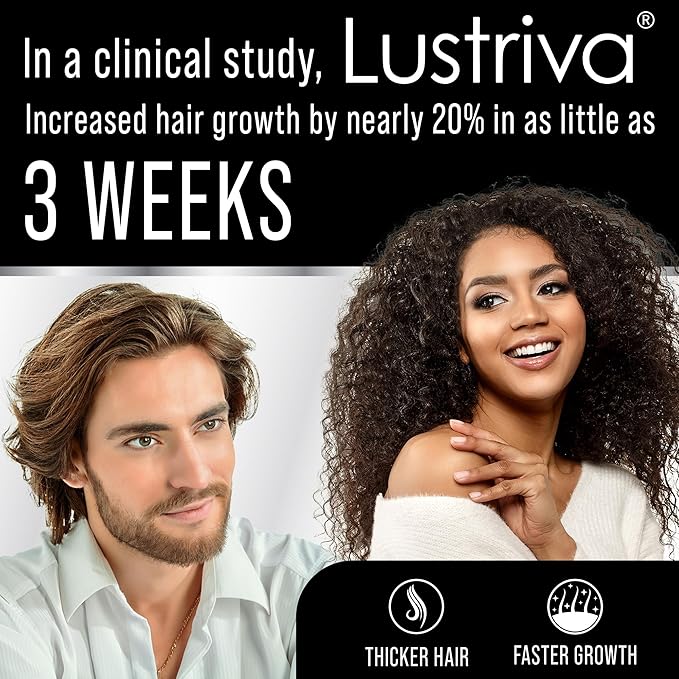 Lustriva + Biotin 10000mcg - Clinically Tested & Proven for Hair Growth & Skin in A Double-Blind Study. Hair & Skin Vitamins Supplement That Enhances Biotin Solubility by 40x. Pills for Women & Men.