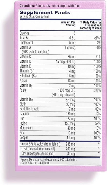 ONE A DAY Women's Prenatal 1 Multivitamin, Supplement for Before, During, and Post Pregnancy, Including Vitamins A, C, D, E, B6, B12, and Omega-3 DHA, 90 Count (Packaging May Vary)