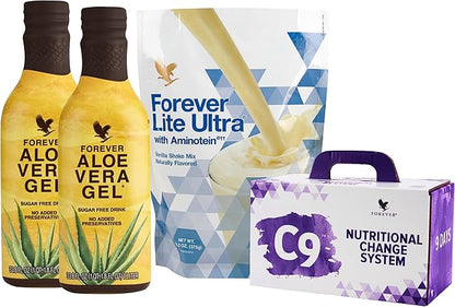 Forever Living - Forever C9 Lite Ultra Vanilla Cleanse Kit - with Aloe Vera Gel, Plant-Powered Protein, Thermogenic Blend, Garcinia Cambogia, & Fiber