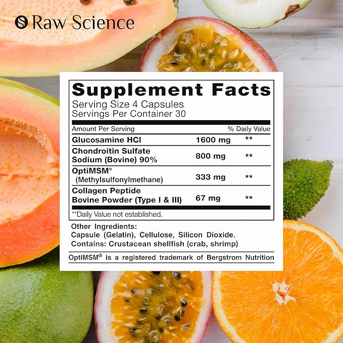 Glucosamine Chondroitin MSM Capsules - Joint Support Supplement for Adults, 2800 mg Triple Strength Vitamins: Glucosamine HCL, Chondroitin Sulfate with OptiMSM - Reduces Joint Discomfort, 120 Capsules