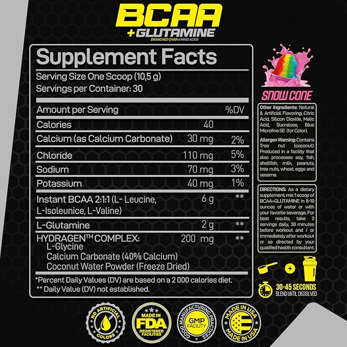 Forzagen BCAAS Amino Acids Powder with Glutamine BCAA Powder, Branched Chain Amino Acids Supplements Powder, BCAA Lean Energy Pre Workout - Post Workout Muscle Recovery Powder, 30 Servings