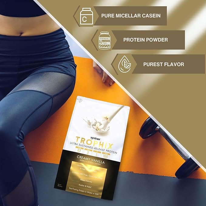 Syntrax Bundle: Trophix Undenatured Casein Protein Vanilla - Creamy Instant Mix Whey Protein & Egg White Protein Powder - 2 Pounds High Protein Powder and Worldwide Nutrition Keychain