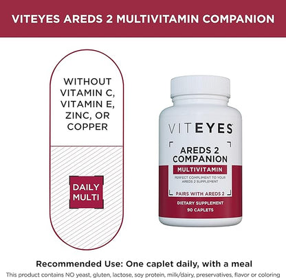 Viteyes AREDS 2 Capsules and Viteyes Multivitamin AREDS 2 Companion, Single Daily Dose Eye Vitamins, 3 Month Supply
