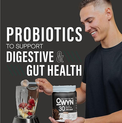 OWYN Only What You Need Pro Elite High Protein Powder, 30g Vegan Protein for Workout Recovery, Delicious Smooth Taste, Zero Sugar, Low Net Carbs, Chocolate, 12 Servings (1.32 LB)