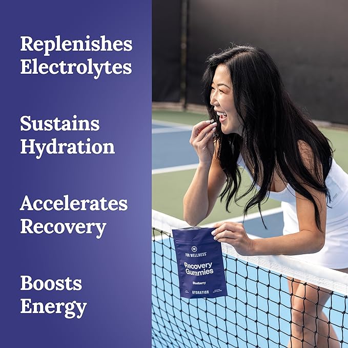 Electrolyte Recovery Gummies™ Blueberry Flavor Hydration Gummies with VitaBlue® Blueberries & Electrolytes - Exercise Recovery, Energy Boost, Replenishment & Antioxidants Non-GMO, Vegan, Gluten-Free