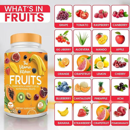 Fruit and Veggie Supplements-90 Fruits, 90 Veggies Capsules to Boost Energy Level - Whole Food Fruits and Vegetable from Super Foods - Made in USA - Soy & Vegan Free (Pack of 2)…