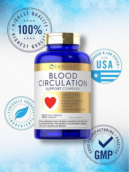 Carlyle Blood Circulation Supplement | 180 Capsules | Supports Healthy Circulation | Non-GMO, Gluten Free