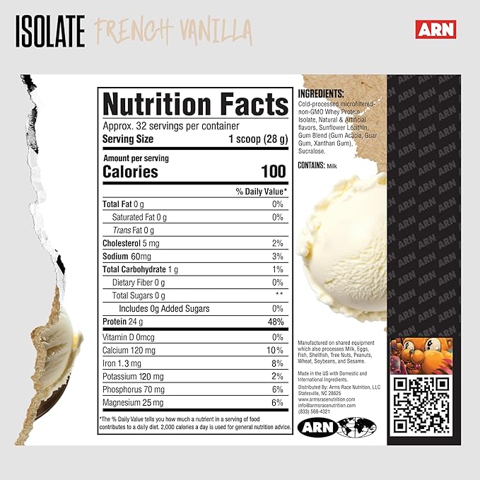 Arms Race Nutrition | ARN | Isolate Whey Protein (32 Servings, French Vanilla)