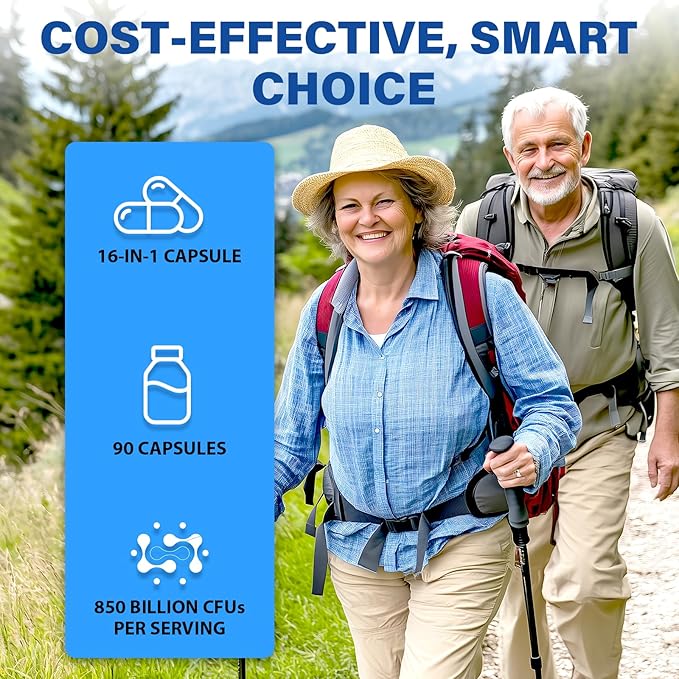 Probiotics for Men, Advanced 50+ Mens Probiotic, Comprehensive Gut & Energy Support with 850 Billion CFU, 1800mg Prebiotics Fiber – Tailored Wellness mens probiotics for gut health over 50, 990Capsule