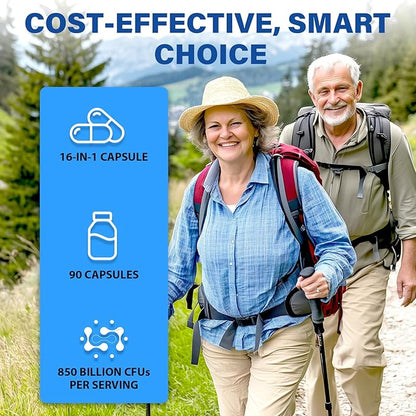 Probiotics for Men, Advanced 50+ Mens Probiotic, Comprehensive Gut & Energy Support with 850 Billion CFU, 1800mg Prebiotics Fiber – Tailored Wellness mens probiotics for gut health over 50, 990Capsule