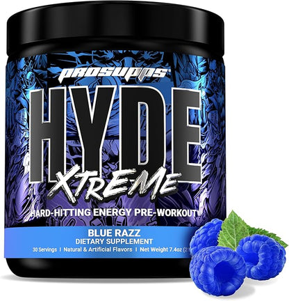 PROSUPPS® Mr. Hyde® Xtreme Pre-Workout Powder Energy Drink - Intense Sustained Energy, Pumps & Focus with Beta Alanine, Creatine & Nitrosigine, (30 Servings, Blue Razz)