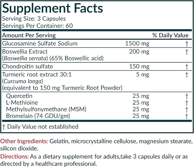 Futurebiotics Glucosamine Chondroitin Turmeric & MSM Advanced Joint Formula, Supports Healthy Joints & Mobility - Non-GMO, 180 Capsules