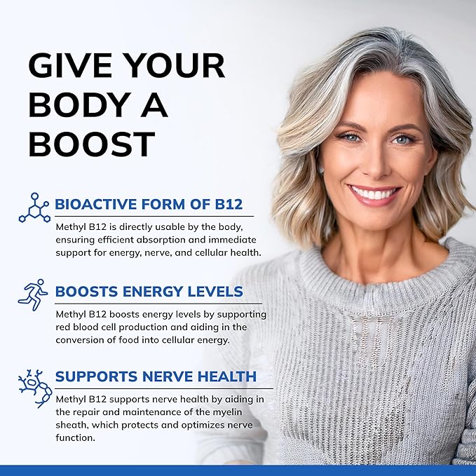 aSquared Nutrition Vitamin B12-5000 MCG Supplement with Methylcobalamin (Methyl B-12) - Max Strength Vitamin B 12 Support to Help Boost Natural Energy, Benefit Brain & Heart Function - 120 Tablets