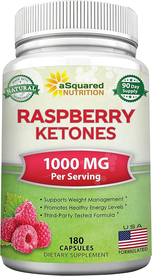 aSquared Nutrition Natural Raspberry Ketones 1000mg-180 Capsules-Weight Loss Supplement, Max Strength Plus Appetite Suppressant Diet Pills, Premium Lean Health Powder to Boost Pure Energy & Metabolism