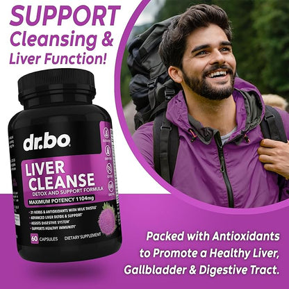 Liver Cleanse Detox Support Supplement - Complete Health Repair Pills with Artichoke, Berberine, Turmeric Herbs - Aid Gallbladder Care Formula Capsules & Natural Milk Thistle Dandelion Supplements