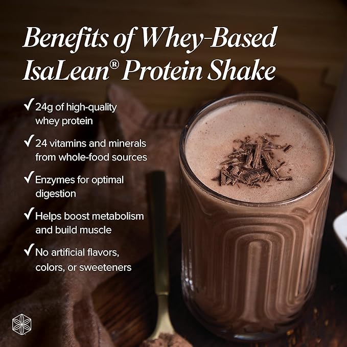 Isagenix IsaLean Shake - Meal Replacement Protein Shake Supports Healthy Weight & Muscle Growth - Protein Powder Enriched with 23 Vitamins - Creamy Dutch Chocolate, 30.1 Oz (14 Servings)