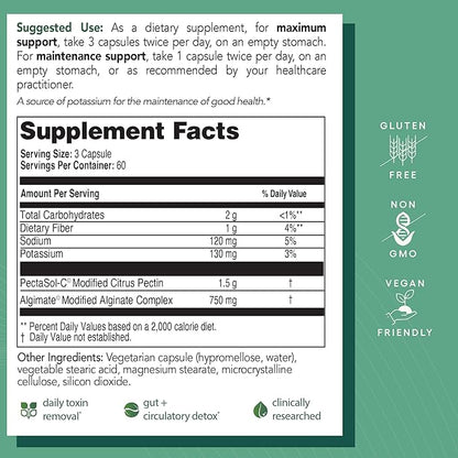 EcoNugenics PectaClear Detox Supplement for Toxic Metal Cleanse – Naturally & Safely Eliminates Toxins for Gut, Liver & Kidney Detox & Repair – Helps with Energy, Weight, Hormone Balance – 60 Capsules