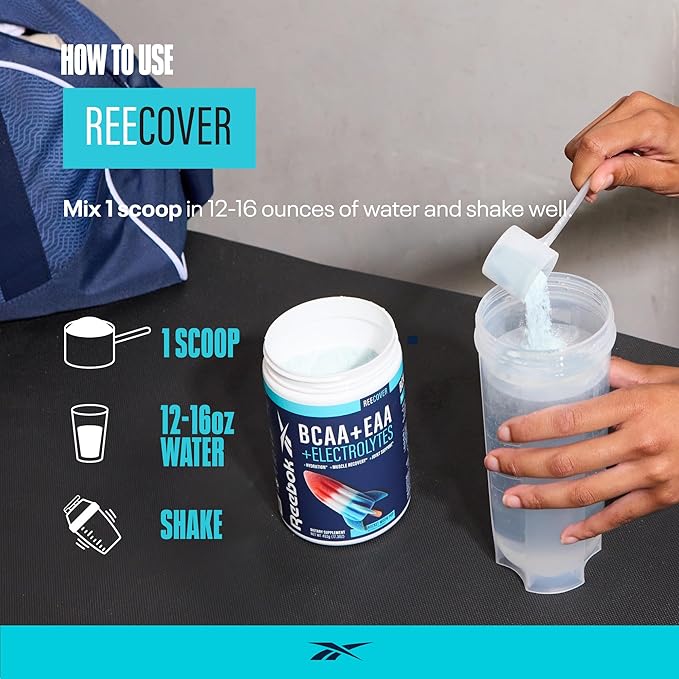 Reebok ReeCover BCAA + EAA + Electrolytes | 8g EAAs, 5g BCAAs, Hydration Matrix | Muscle Recovery, Strength | Post-Workout Support | 30 Servings | Rocket Moon Pop