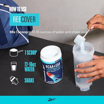 Reebok ReeCover BCAA + EAA + Electrolytes | 8g EAAs, 5g BCAAs, Hydration Matrix | Muscle Recovery, Strength | Post-Workout Support | 30 Servings | Rocket Moon Pop