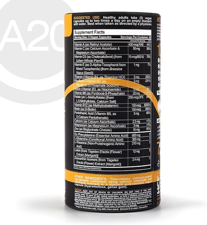HCF A20 Microbead Brain Supplements for Memory and Focus + Brain Support, Calm, Mood, Alertness, Attention, Vision, Sleep, Immune System, 20 Premium Nootropic Nutrients Multivitamin & 7 Advances® Tech
