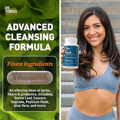 Dr. Tobias Colon 14 Day Cleanse, Advanced Gut Cleanse Detox for Women & Men with Cascara Sagrada, Psyllium Husk, Senna Leaf & Probiotics, Non-GMO Colon Cleanse, 2 Bottles of 28 Capsules (1-2 Daily)