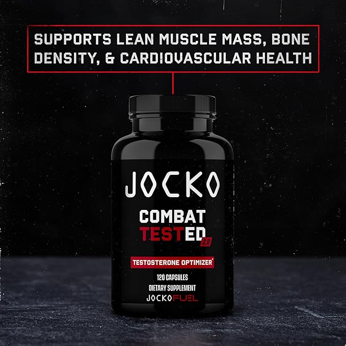 Jocko Fuel Test Booster for Men - Natural Endurance, Stamina, & Strength Booster - Muscle Builder for Men & Nitric Oxide Support with Ginger Root, Shilijat, & Tongkat Ali, 120ct (30 Servings)
