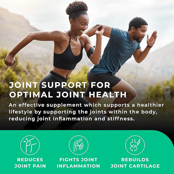 Joint Support, 2 Month Supply - 60 Capsules, with Glucosamine, Vitamin C, Hyaluronic Acid, Levagen® + UC-II® Chicken Collagen Type 2 for Joint Pain Relief, Joint Care Supplements for Men & Women