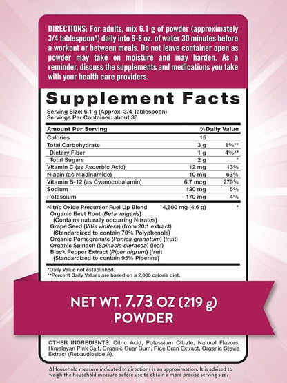 Nature's Truth Beet Root Powder | 7.73 oz | Nitric Oxide Supplement for Men and Women | Vegan, Non-GMO & Gluten Free Pre-Workout | Mixed Berry Flavor