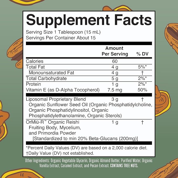 MaryRuth's Reishi Vegan Mushroom Supplement | Ultra Absorption Reishi Supplement Liposomal | Immune Support with 200mg Beta-Glucans, Vegan |Full Spectrum Reishi Mushrooms Fruiting Body | 7.6 oz,