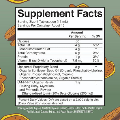 MaryRuth's Reishi Vegan Mushroom Supplement | Ultra Absorption Reishi Supplement Liposomal | Immune Support with 200mg Beta-Glucans, Vegan |Full Spectrum Reishi Mushrooms Fruiting Body | 7.6 oz,