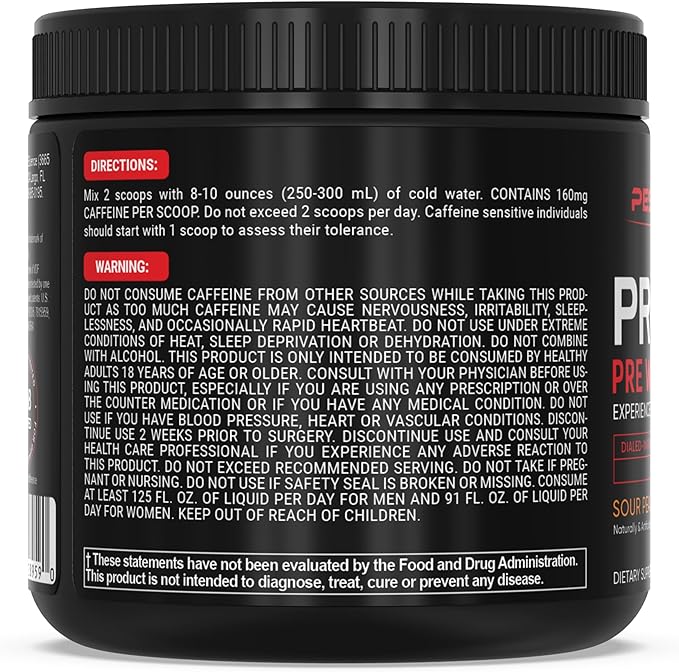 PEScience Prolific Pre Workout Powder, Sour Peach Candy, 40 Scoop, Energy Supplement with Nitric Oxide, KK Fit Signature Flavor