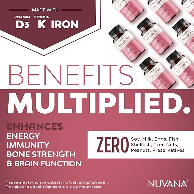 Multifood Whole Food Multivitamin for Women | 21 Organic Fruits & Vegtables | Tumeric Boosts Energy, Supports Gut & Immune Health | Prebiotics & Probiotics | 60 Capsules